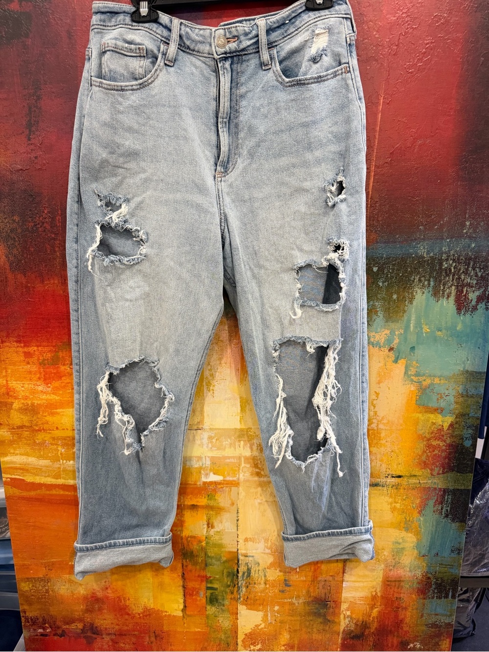 Hollister Light Blue Distressed Boyfriend Jeans